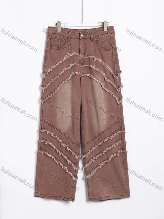 Wholesale Women's Casual Distressed Frayed Wide Leg Jeans 879#