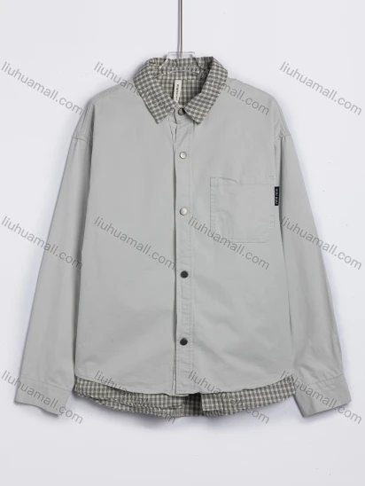 Wholesale Women's Casual Plaid Collar Contrast Layered Denim Jacket 850#