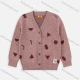 Wholesale Girls Cute Long Sleeve Geometry Print Button Down Sweater Cardigan Pink Clothing Wholesale Market Liuhua