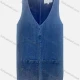 Wholesale Women's Fashion Sleeveless V Neck Patch Pockets Denim Vest Dark Blue Clothing Wholesale Market Liuhua