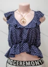 Wholesale Women's Casual Pin Dot V Neck Ruffle Trim Crop Tank Top - Liuhuamall
