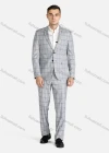 Wholesale Men's Formal Plaid Slim Fit Single Breasted Pockets Blazer & Trousers 2-Piece Suit Set - Liuhuamall