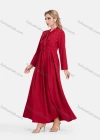 Wholesale Women's Elegant Tie Neck High Waist Pearl Decor Plain Maxi Dress - Liuhuamall