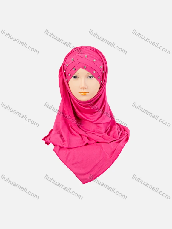 Wholesale Women's Casual Plain Wrap Rhinestone Long Arabic Muslim Hijab Turban Scarf