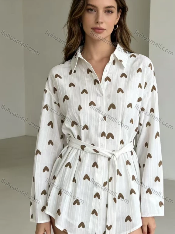 Wholesale Women's Printed Waist-Fitted Shirt