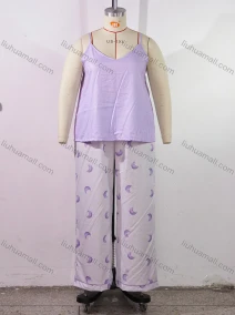 Wholesale Women's Comfy Lounge Plain Cami Top & Moon Print Pant Pajamas Sets DM037-01#, LIUHUA CLOTHING WHOLESALE