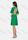 Wholesale Women's Plain Round Neck Lace Up Ruffle Half Sleeve Cut Out Backless Short Cocktail Dress N81027# - Liuhuamall