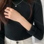 Wholesale Women's Casual Plain Fluff High Neck Long Sleeve Sweater Tops 8043# preview