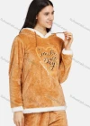 Wholesale Women's Soft Lounge Long Sleeve Embroidery Letter Fuzzy Drawstring Hooded Sweatshirt & Pant Homewear Sets - Liuhuamall