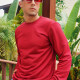 Men's Basics Plain Round Neck Long Sleeve Pullover Sweatshirt HD3026# Red Clothing Wholesale Market -LIUHUA