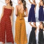 Wholesale Women's Vintage Casual Sleeveless Tie Back Polka Dot Jumpsuit preview