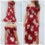 Wholesale Women's High Waist Off Shoulder Shirred Floral Print Maxi Dress preview