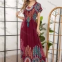 Wholesale Women's V Neck Short Sleeve High Waist Tribal Print Maxi Dress preview