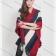 Wholesale Women's Casual Striped Colorblock Scarf Hem V Neck Mid Length Cape Red Clothing Wholesale Market Liuhua