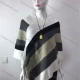 Wholesale Women's Casual Striped Colorblock Scarf Hem V Neck Mid Length Cape White Clothing Wholesale Market Liuhua