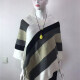 Women's Casual Striped Colorblock Scarf Hem V Neck Mid Length Cape White Clothing Wholesale Market -LIUHUA