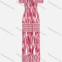 Wholesale Women's Off Shoulder Shirred Puff Sleeve Tie Front Abstract Print Pleated Maxi Dress preview