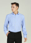 Wholesale Men's Formal Long Sleeve Wrinkle-Resistant Striped Button Down Dress Shirt - Liuhuamall