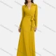 Wholesale Women's Casual Plain Turn Down Collar Rib-knit Lace Up Maxi Dress 7# Clothing Wholesale Market Liuhua