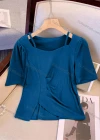 Wholesale Women's Casual Sweetheart Spaghetti Strap Ruched Split Side Plain Top - Liuhuamall