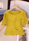 Wholesale Women's Casual Sweetheart Spaghetti Strap Ruched Split Side Plain Top - Liuhuamall