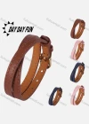 Wholesale Genuine Leather Stainless Steel Bracelet 081# - Liuhuamall