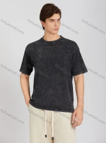Wholesale Men's Fashion Plain Crew Neck Short Sleeve Wash Distressed T-shirt X002#, LIUHUA CLOTHING WHOLESALE