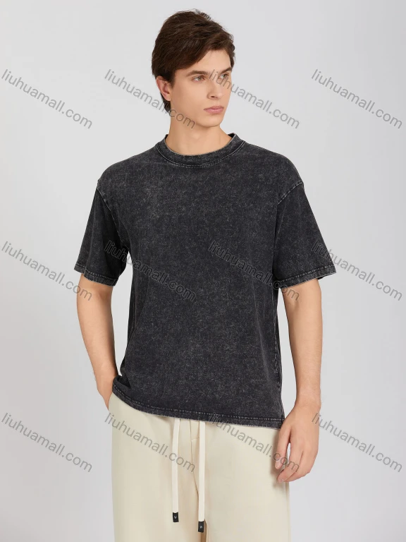 Wholesale Men's Fashion Plain Crew Neck Short Sleeve Wash Distressed T-shirt X002#