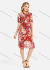 Wholesale Women's Casual Floral Print Tie Neck Short Sleeve Tie Front Knee Length Dress With Belt - Liuhuamall
