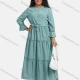 Wholesale Women's Casual Plain Button Front Long Sleeve Flared Hem Maxi Shirt Dress With Belt 41# Clothing Wholesale Market Liuhua