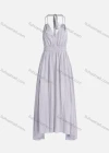 Wholesale Women's Sexy Plain Shirred Backless Peplum Shirred Maxi Halter Dress - Liuhuamall