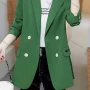 Wholesale Women's Casual Long Sleeve Lapel Double Breasted Plain Blazer preview
