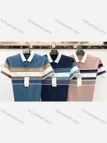 Wholesale Men's Short Sleeve Striped Casual Polo Shirt 6613, LIUHUA CLOTHING WHOLESALE