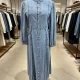 Wholesale Women's Casual Stand Collar Button Front Long Sleeve Denim Maxi Dress #MC-08 Denim Clothing Wholesale Market Liuhua