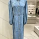 Wholesale Women's Streetwear Puff Sleeve Button Front Long Sleeve Denim Maxi Dress #MC-11 Denim Clothing Wholesale Market Liuhua
