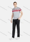 Wholesale Men's Casual Collared Short Sleeve Striped Button Front Polo Shirt - Liuhuamall