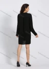 Wholesale Women's Notch Neck Long Sleeve Embroidery Knee Length Dress - Liuhuamall