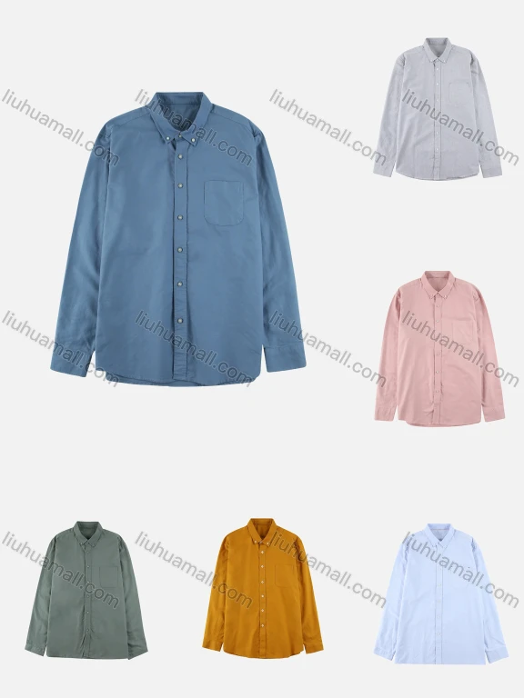 Wholesale Men's Plain 100% Cotton Patch Pocket Casual Shirt