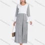 Wholesale Women's High Waist Beauty Ball Decor Embroidery Lace Bell Sleeve Striped Splicing Maxi Dress preview