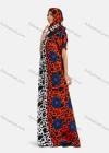 Wholesale Women's African Short Sleeve Ruched Splicing Floral Print Maxi Muslim Kaftan Dress With Hijab DZ-738# - Liuhuamall