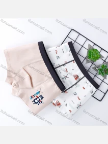 Wholesale Boys Cute Graphic Elastic Waistband Boyshort Underwear Panties (2 Pieces of Pack), LIUHUA CLOTHING WHOLESALE