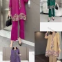 Wholesale Women's Casual Paisley Print Round Neck Long Sleeve Tunics With Silk Scarf & Wide Leg Pants 2 Piece Set 3187# preview