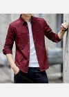 Wholesale Men's Casual Collared Long Sleeve Plain Button Down Shirt - Liuhuamall