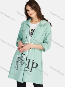 Wholesale Women's Casual Letter Print Round Neck Tank Top & Long Sleeve Lapel Drawstring Mid Length Jacket 2 Piece Set, LIUHUA CLOTHING WHOLESALE
