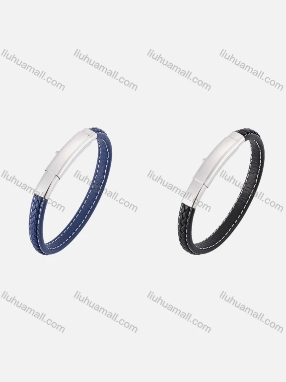 Wholesale Genuine Leather Stainless Steel Adjustable Buckle Bracelet SP0393H#