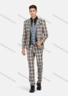 Wholesale Men's Formal Lapel Plaid Pockets Blazer & Waistcoat & Pant 3 Pieces Suit Sets - Liuhuamall