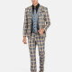 Men's Formal Lapel Plaid Pockets Blazer & Waistcoat & Pant 3 Pieces Suit Sets Almond White Clothing Wholesale Market -LIUHUA