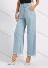 Wholesale Women's High Waist O-Ring Metal Decor Patch Pocket Distressed Frayed Raw Hem Casual Wide-leg Jeans - Liuhuamall