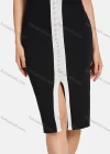 Wholesale Women's V Neck Sleeveless Colorblock Pearl Split Front Tank Dress - Liuhuamall