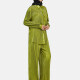 Women's Muslim Islamic Fashion Plain Pleated Long Sleeve Casual Shirt 2 Piece Set Light Green Clothing Wholesale Market -LIUHUA